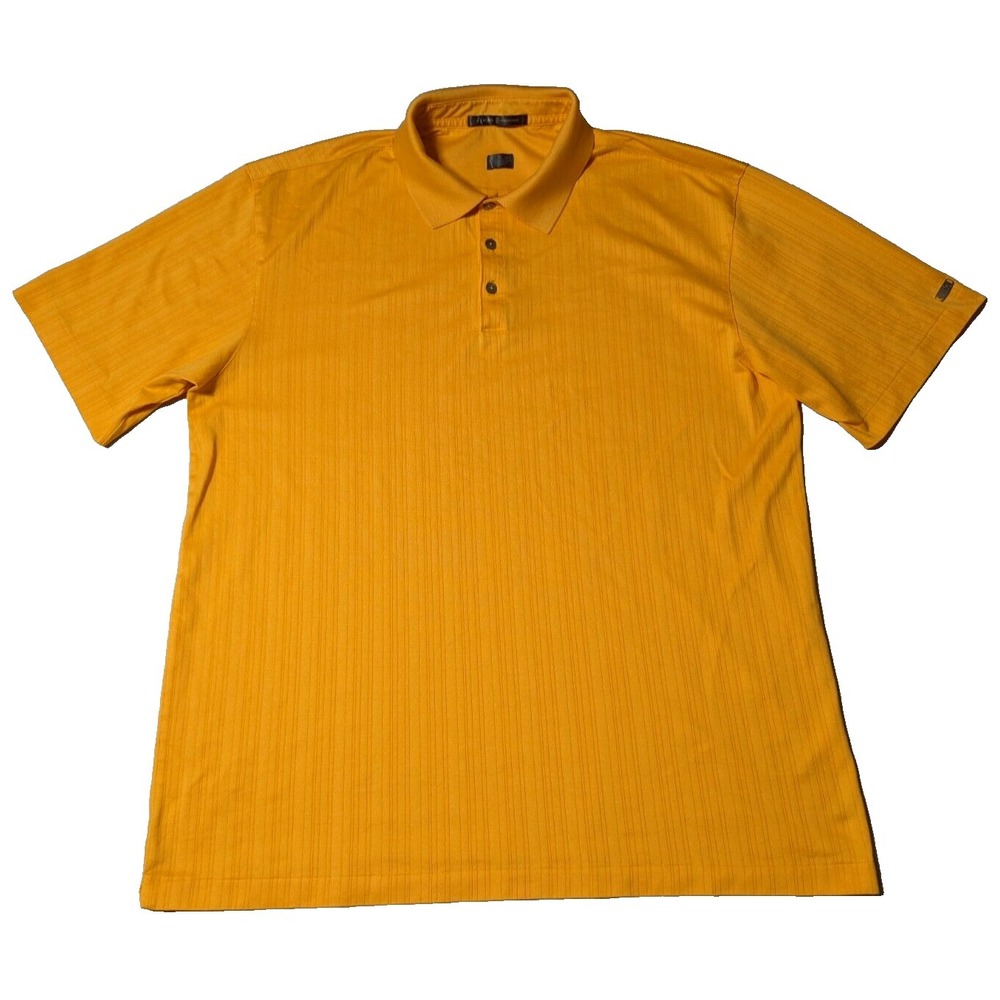 TIGER WOODS Men Size XL Orange Cotton Blend Striped Golf Polo EUC